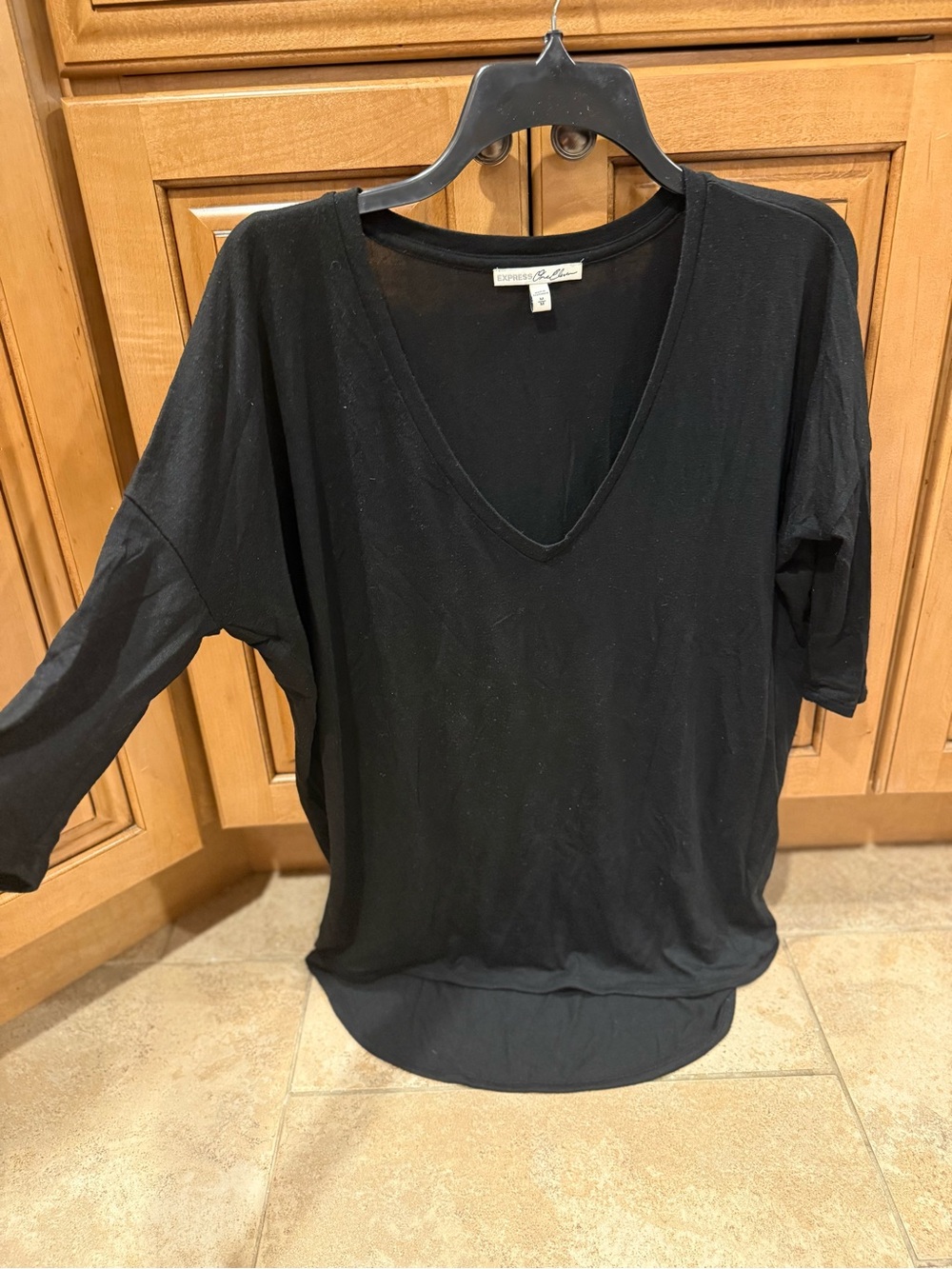 Express Black V-Neck Relaxed Tunic Top